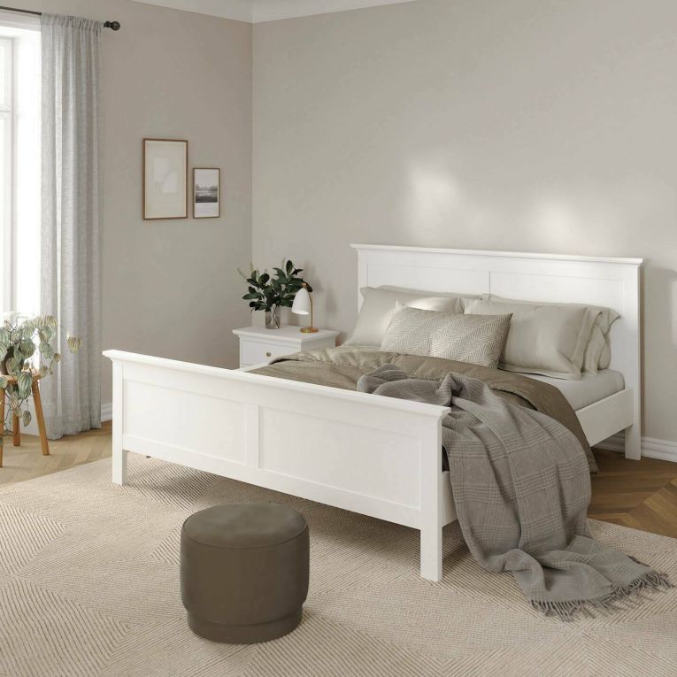 Letto matrimoniale bianco 199x210cm rete inclusa - Abies