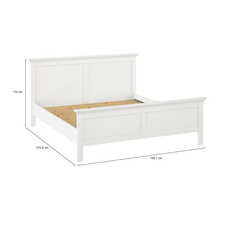 Letto matrimoniale bianco 199x210cm rete inclusa - Abies