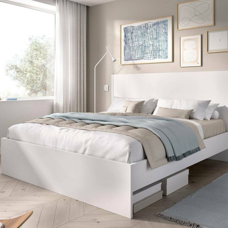 Letto matrimoniale bianco 205x166cm - Lana