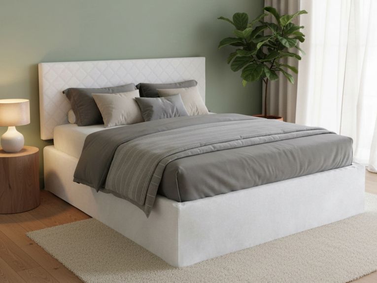 Letto matrimoniale bianco 5x170cm imbottito - Alfredo