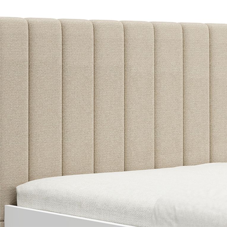 Letto Matrimoniale Bianco Beige Dimensione Materasso 160x200 cm Testiera Imbottita, Imbottito - Byron