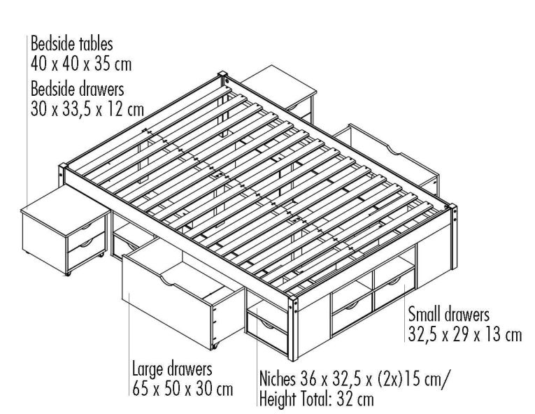 Letto Matrimoniale Bianco Contenitore Dimensione Materasso 140x190 cm, Rete Inclusa - Faraldi