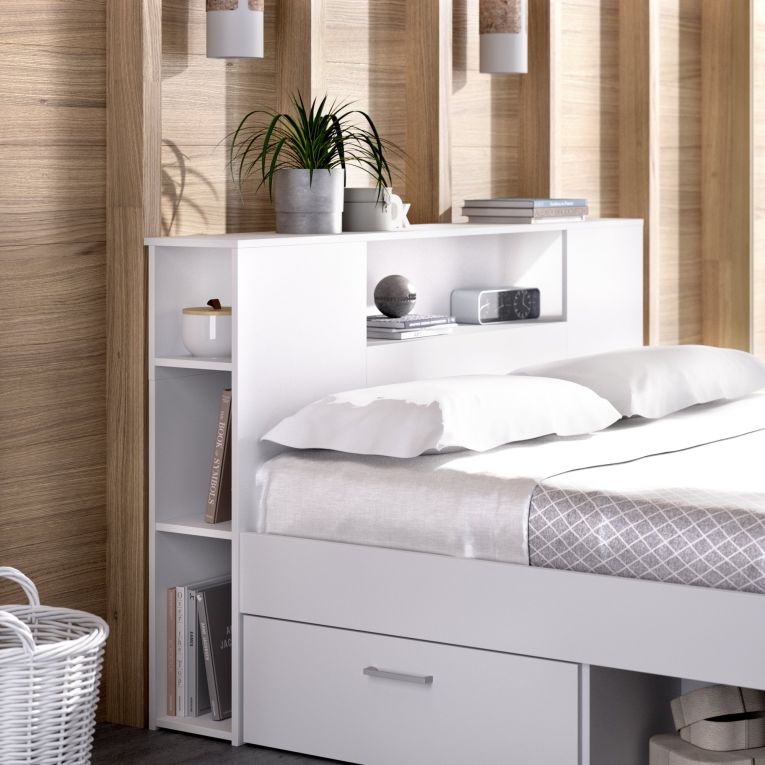 Letto Matrimoniale Bianco Contenitore Dimensione Materasso 160x200 cm, Peso Supportato 150 kg - Murlo