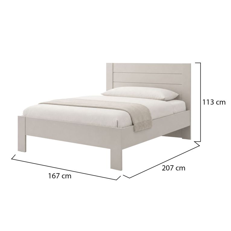 Letto Matrimoniale Bianco Crema Dimensione Materasso 160x200 cm Peso Supportato 200 kg, Matrimoniale - Siwwa