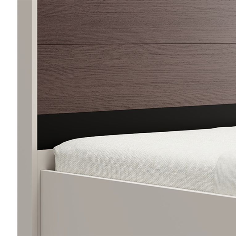 Letto Matrimoniale Bianco Crema Marrone Noce Dimensione Materasso 160x200 cm Peso Supportato 200 kg, Matrimoniale - Takaya