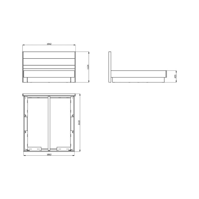 Letto Matrimoniale Bianco Crema Marrone Noce Dimensione Materasso 180x200 cm Peso Supportato 200 kg, Matrimoniale - Kamak