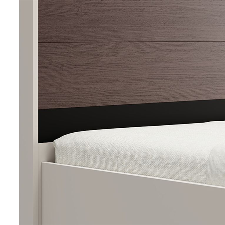 Letto Matrimoniale Bianco Crema Marrone Noce Dimensione Materasso 180x200 cm Peso Supportato 200 kg, Matrimoniale - Kamak