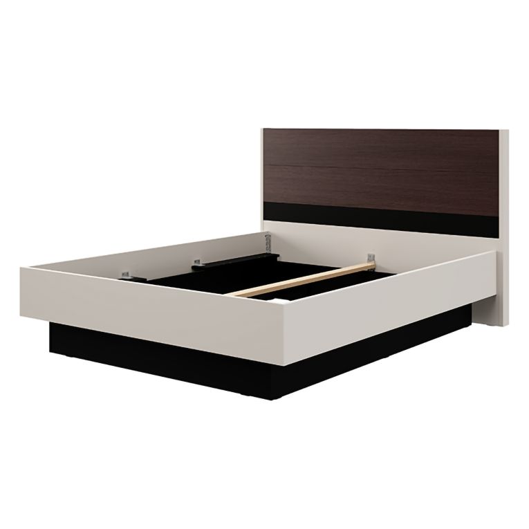 Letto Matrimoniale Bianco Crema Marrone Noce Dimensione Materasso 180x200 cm Peso Supportato 200 kg, Matrimoniale - Kamak