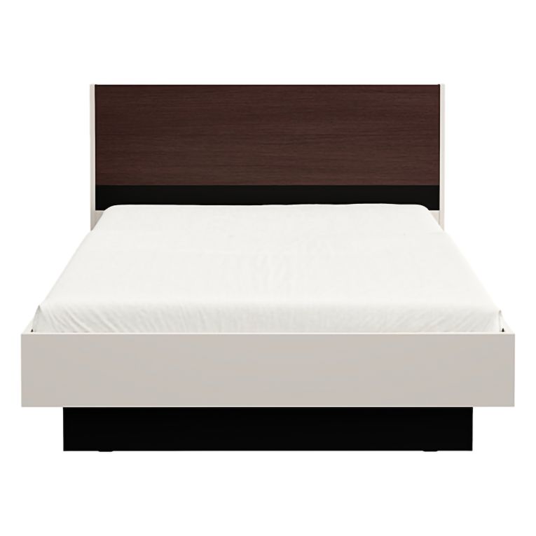 Letto Matrimoniale Bianco Crema Marrone Noce Dimensione Materasso 180x200 cm Peso Supportato 200 kg, Matrimoniale - Kamak