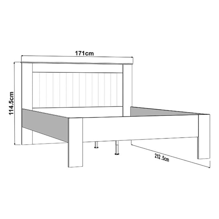 Letto Matrimoniale Bianco Crema Marrone Rovere Dimensione Materasso 160x200 cm Testata Dettaglio Rigato, Peso Supportato 200 kg - Luangp