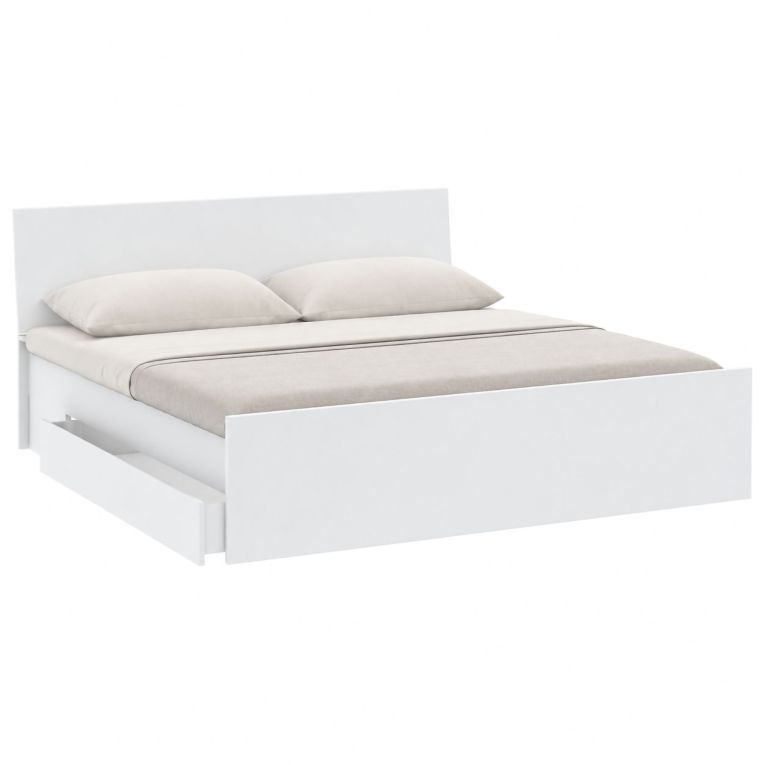 Letto Matrimoniale Bianco Dimensione Materasso 160x200 cm con Cassetto, 2 - Lidati