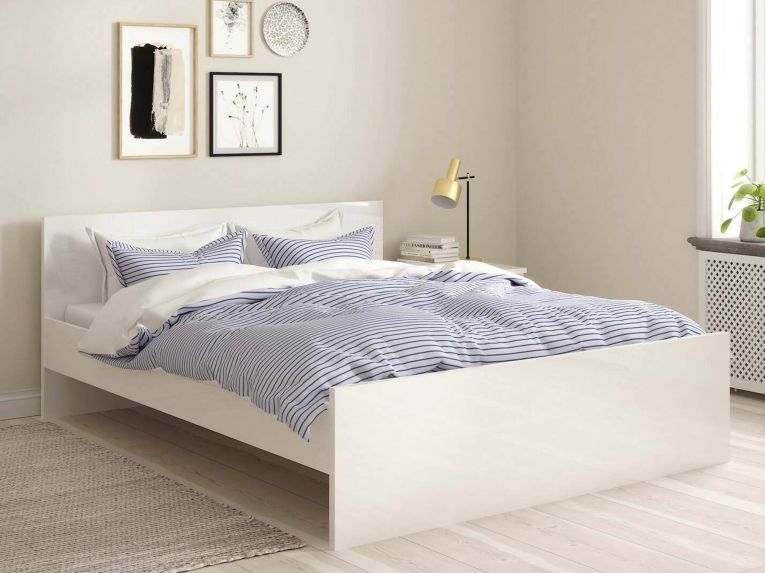 Letto matrimoniale bianco lucido 166x206cm struttura in legno - Kaitak