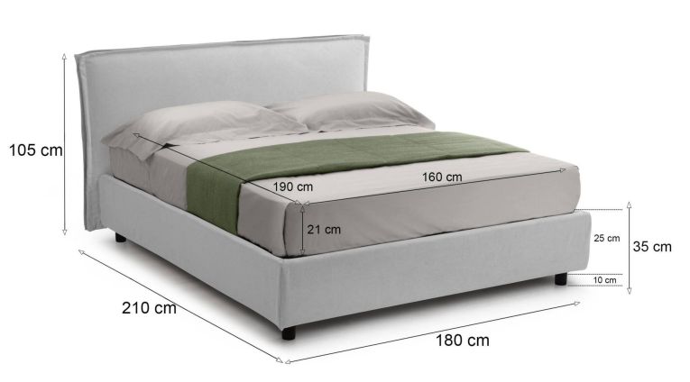 Letto Matrimoniale Bianco Materasso Incluso Sfoderabile, Contenitore Made in Italy - Bruzolo