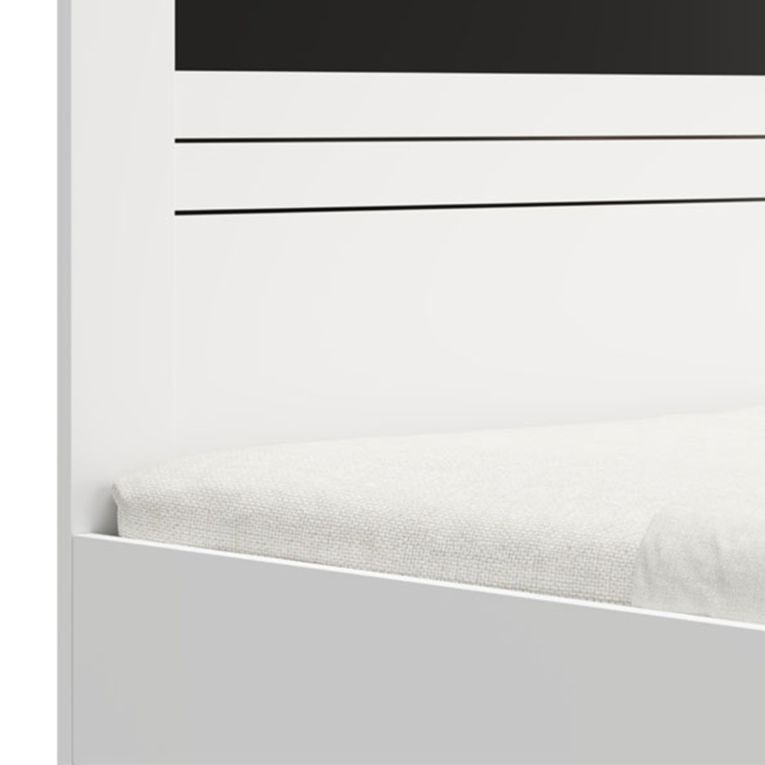 Letto Matrimoniale Bianco Nero Dimensione Materasso 160x200 cm Testata Dettaglio Rigato, Peso Supportato 200 kg - Kabale