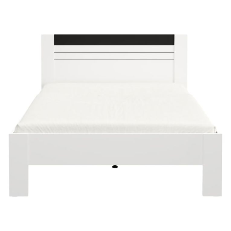 Letto Matrimoniale Bianco Nero Dimensione Materasso 160x200 cm Testata Dettaglio Rigato, Peso Supportato 200 kg - Kabale