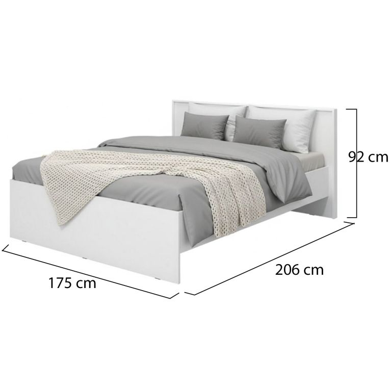 Letto Matrimoniale Bianco Opaco Testiera Dettaglio Geometrico Imbottito, Dimensione Materasso 160x200 cm - Gamalero