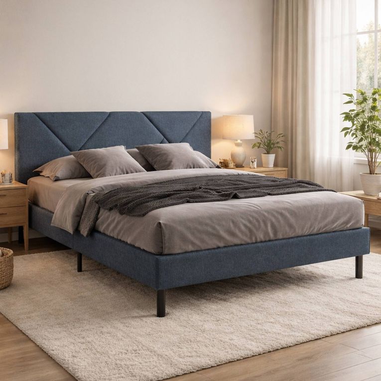 Letto matrimoniale blu 169x204cm imbottito - Morpheus