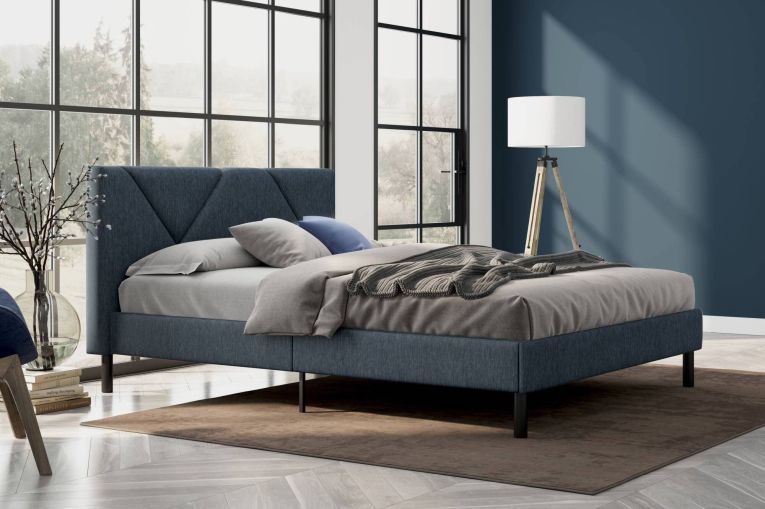 Letto matrimoniale blu 169x204cm imbottito - Morpheus