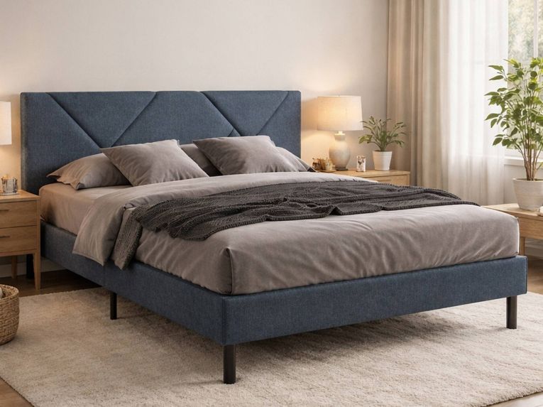 Letto matrimoniale blu 169x204cm imbottito - Morpheus
