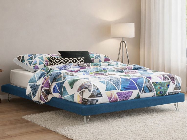 Letto matrimoniale blu 170x205cm sfoderabile - Arbatrax
