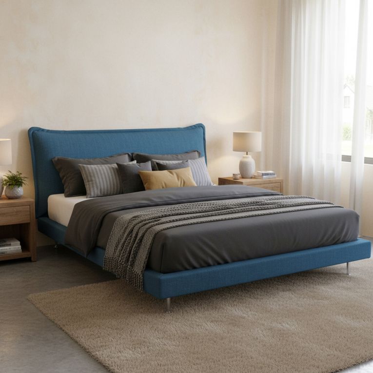 Letto matrimoniale blu 180x210cm imbottito - Arcore