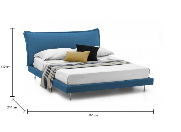 Letto matrimoniale blu 180x210cm imbottito - Arcore