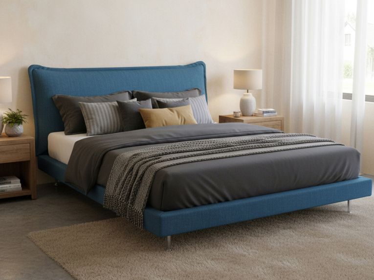 Letto matrimoniale blu 180x210cm imbottito - Arcore