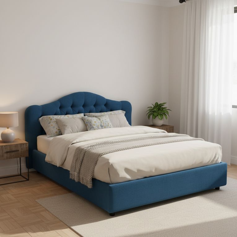 Letto Matrimoniale blu Sfoderabile Contenitore, Dimensione Materasso 160x190 cm Made in Italy - Arex