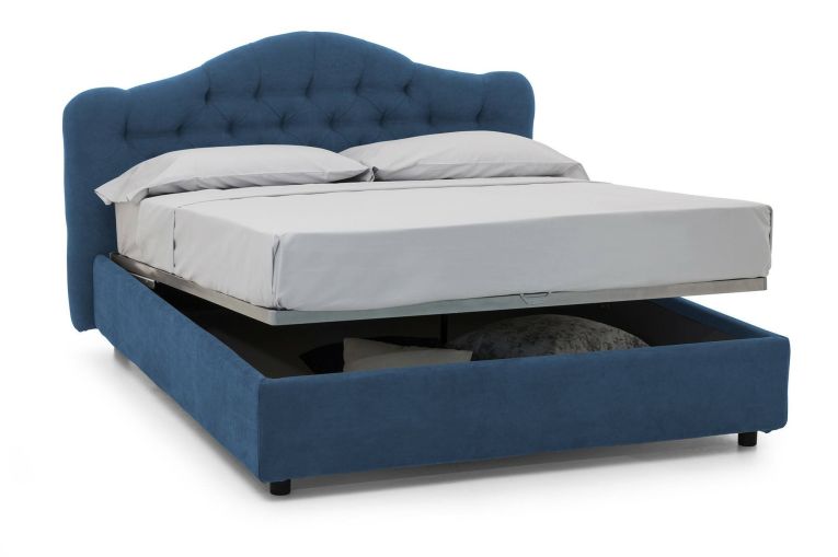 Letto Matrimoniale blu Sfoderabile Contenitore, Dimensione Materasso 160x190 cm Made in Italy - Arex