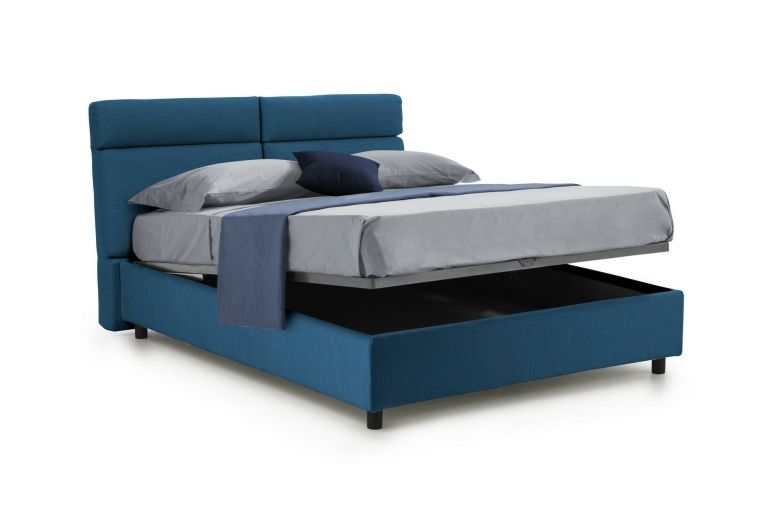 Letto Matrimoniale blu Sfoderabile Contenitore, Dimensione Materasso 160x200 cm Made in Italy - Ator