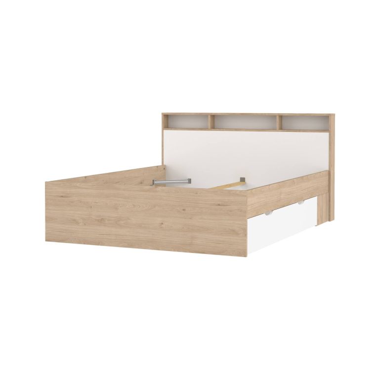 Letto matrimoniale Capucine, Sommier per camera da letto, Giroletto per stanza, Struttura porta materasso, 216x170 h97 cm, Rovere e Bianco