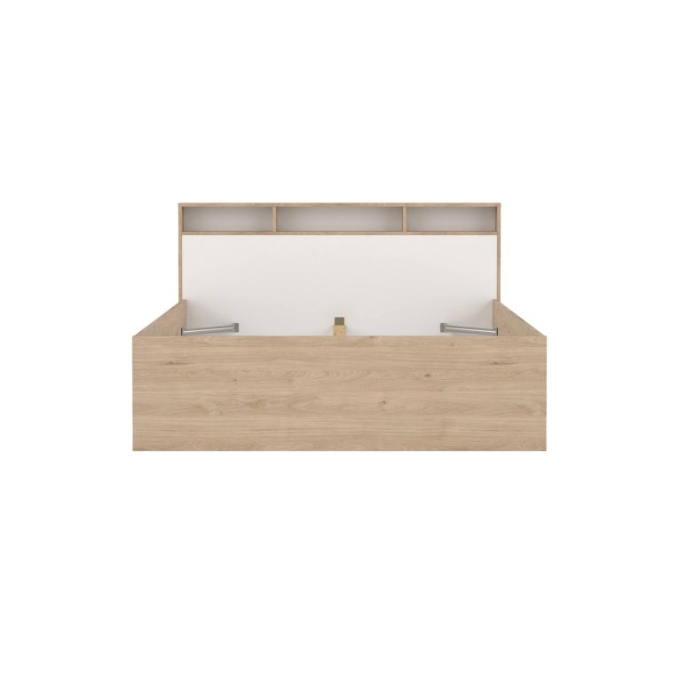 Letto matrimoniale Capucine, Sommier per camera da letto, Giroletto per stanza, Struttura porta materasso, 216x170 h97 cm, Rovere e Bianco