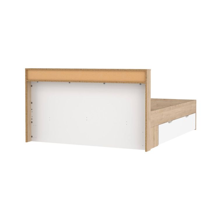 Letto matrimoniale Capucine, Sommier per camera da letto, Giroletto per stanza, Struttura porta materasso, 216x170 h97 cm, Rovere e Bianco
