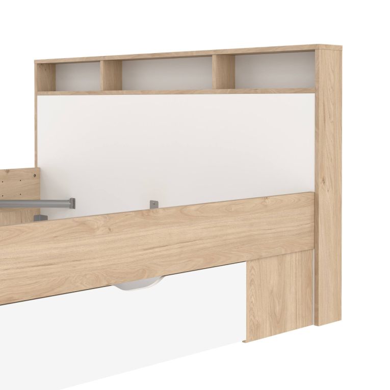 Letto matrimoniale Capucine, Sommier per camera da letto, Giroletto per stanza, Struttura porta materasso, 216x170 h97 cm, Rovere e Bianco