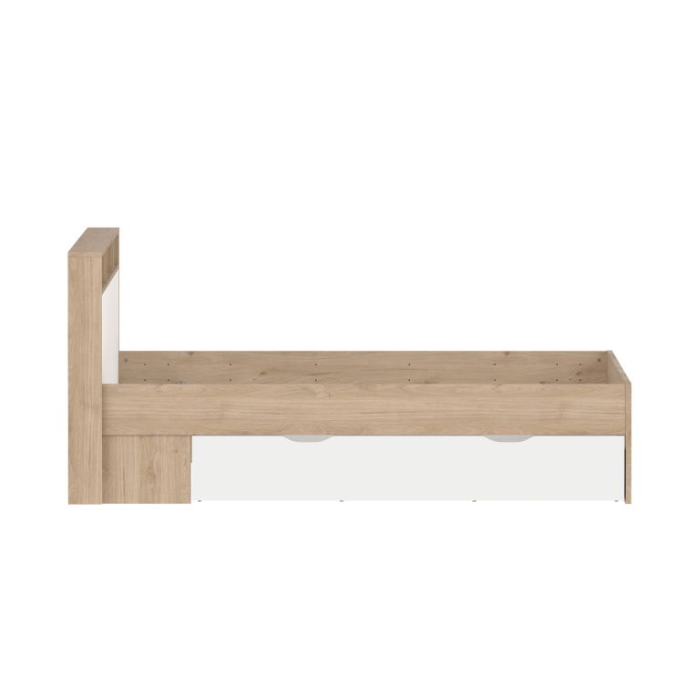 Letto matrimoniale Capucine, Sommier per camera da letto, Giroletto per stanza, Struttura porta materasso, 216x170 h97 cm, Rovere e Bianco