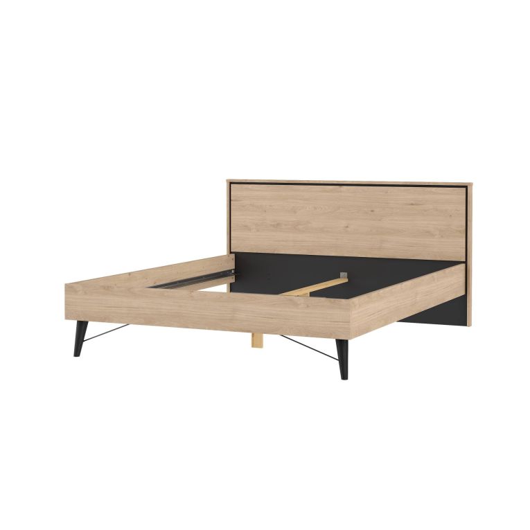 Letto matrimoniale Cariss, Sommier per camera da letto, Giroletto per stanza, Struttura porta materasso, 207x173 h91 cm, Rovere
