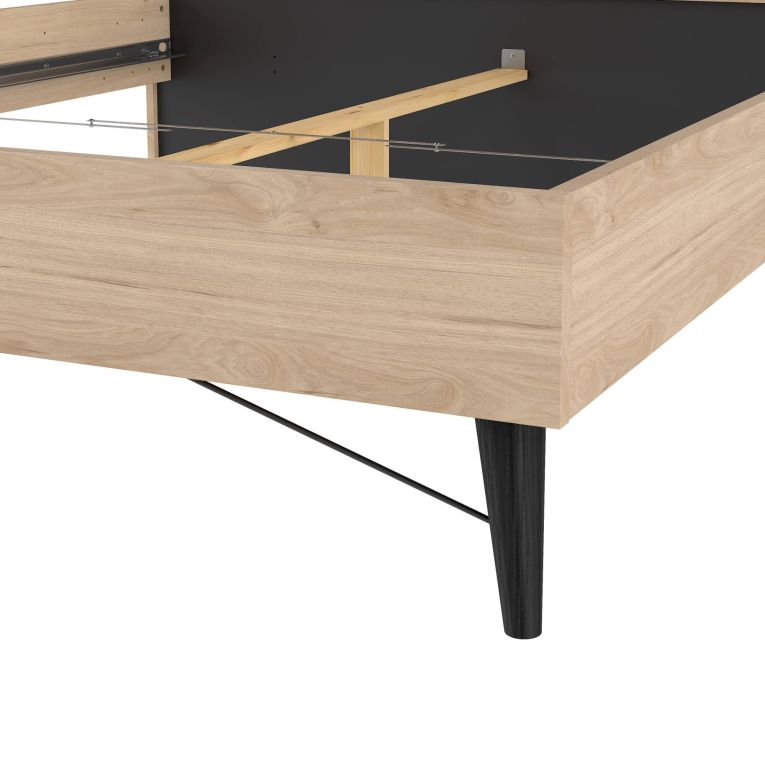 Letto matrimoniale Cariss, Sommier per camera da letto, Giroletto per stanza, Struttura porta materasso, 207x173 h91 cm, Rovere