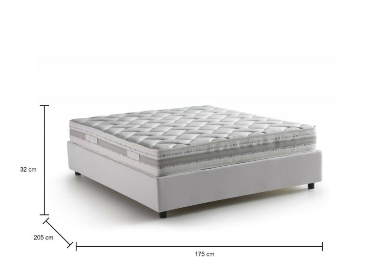 Letto matrimoniale Cecilia, Letto contenitore con rivestimento in ecopelle, 100% Made in Italy, Apertura frontale, con materasso Cm 160x190 incluso, Bianco