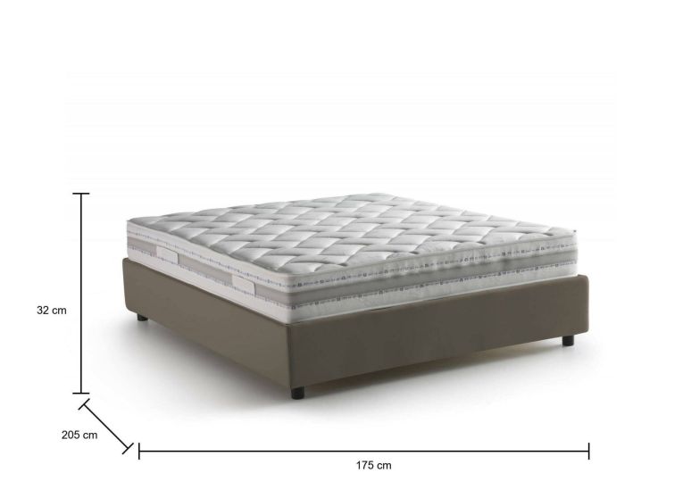 Letto matrimoniale Cecilia, Letto contenitore con rivestimento in ecopelle, 100% Made in Italy, Apertura frontale, con materasso Cm 160x190 incluso, Tortora