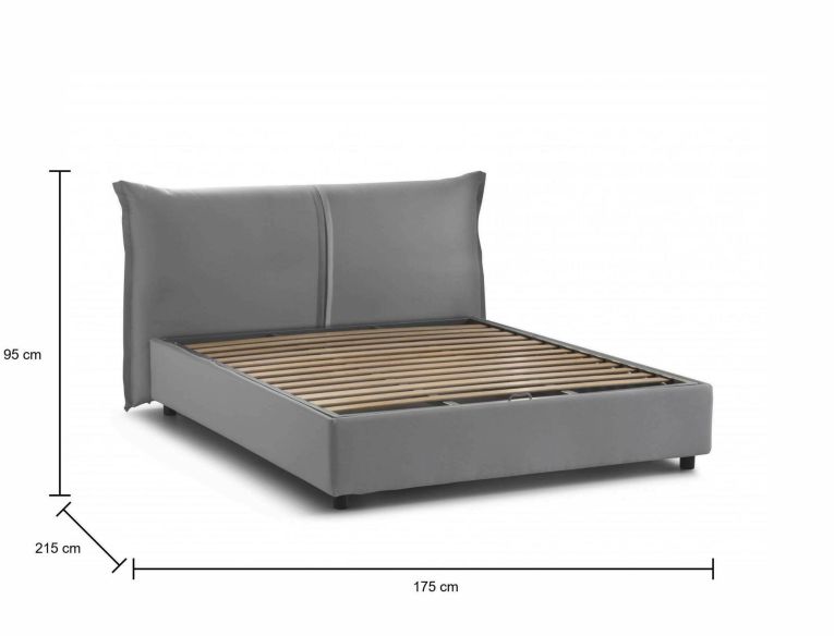 Letto matrimoniale Cesira, Letto contenitore con rivestimento in tessuto, 100% Made in Italy, Apertura frontale, adatto per materasso Cm 160x200, Grigio