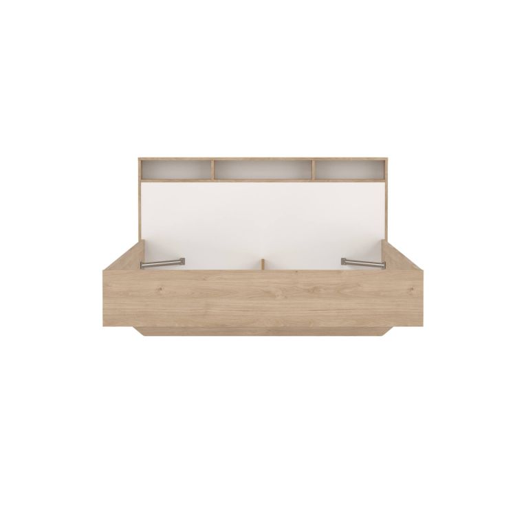 Letto matrimoniale Charlene, Sommier per camera da letto, Giroletto per stanza, Struttura porta materasso, 216x170 h1 cm, Rovere e Bianco