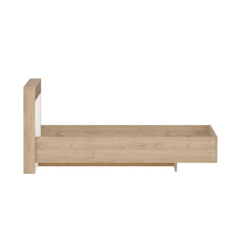 Letto matrimoniale Charlene, Sommier per camera da letto, Giroletto per stanza, Struttura porta materasso, 216x170 h1 cm, Rovere e Bianco