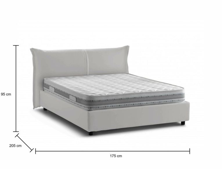 Letto matrimoniale Clelia, 100% Made in Italy, Apertura frontale, con materasso 160x190 Cm incluso, Bianco