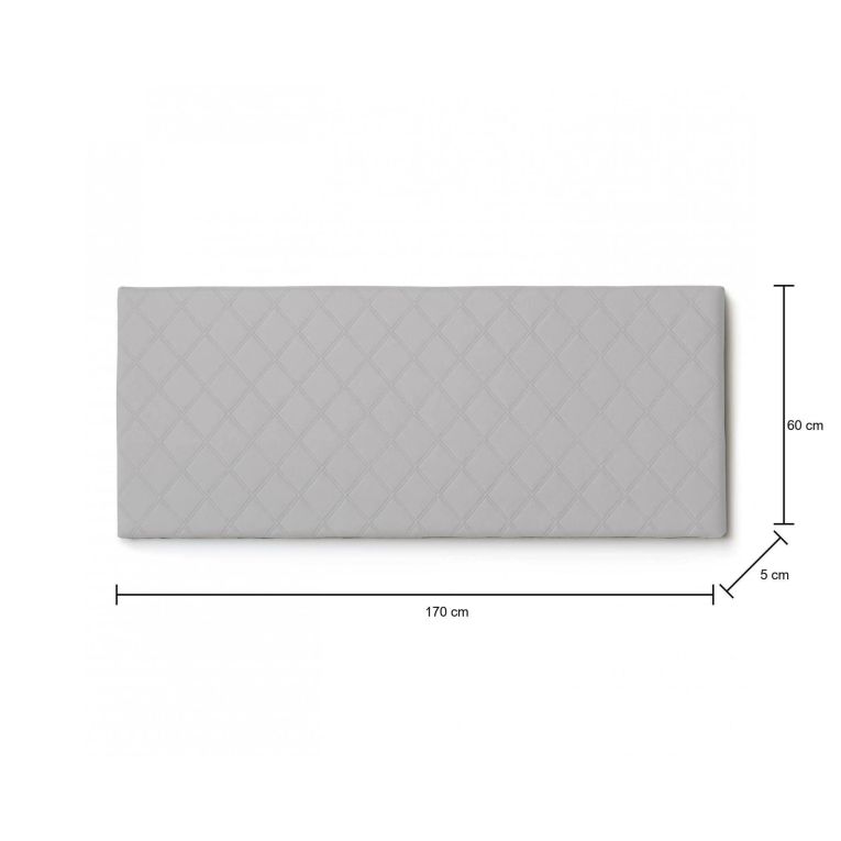 Letto matrimoniale Cleopatra, Testata in ecopelle a muro, 100% Made in Italy, adatta a letto Matrimoniale, Cm 170x60, Bianco