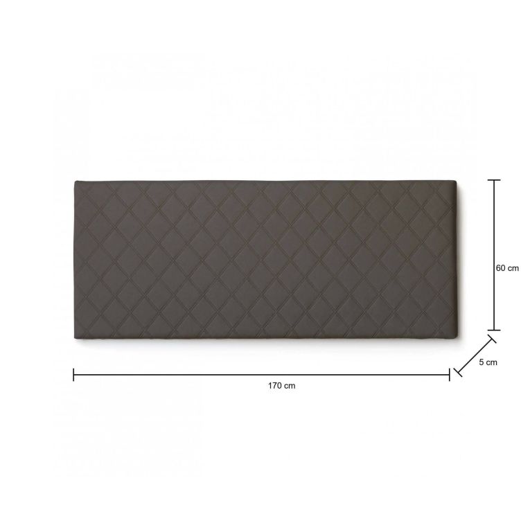 Letto matrimoniale Cleopatra, Testata in ecopelle a muro, 100% Made in Italy, adatta a letto Matrimoniale, Cm 170x60, Tortora