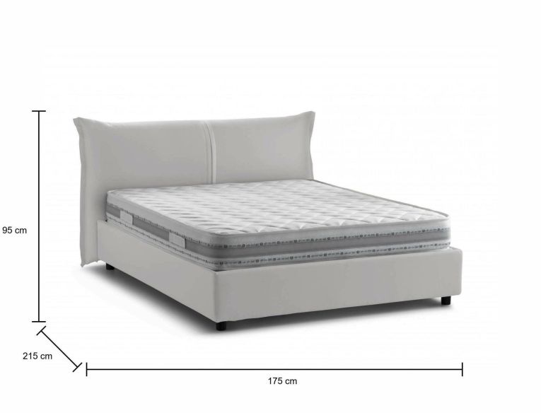 Letto matrimoniale Cloide, Letto contenitore con rivestimento in tessuto, 100% Made in Italy, Apertura frontale, con materasso Cm 160x200 incluso, Bianco