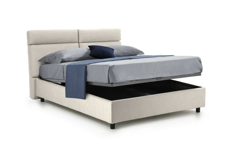 Letto matrimoniale con contenitore beige 177x216cm - Asica