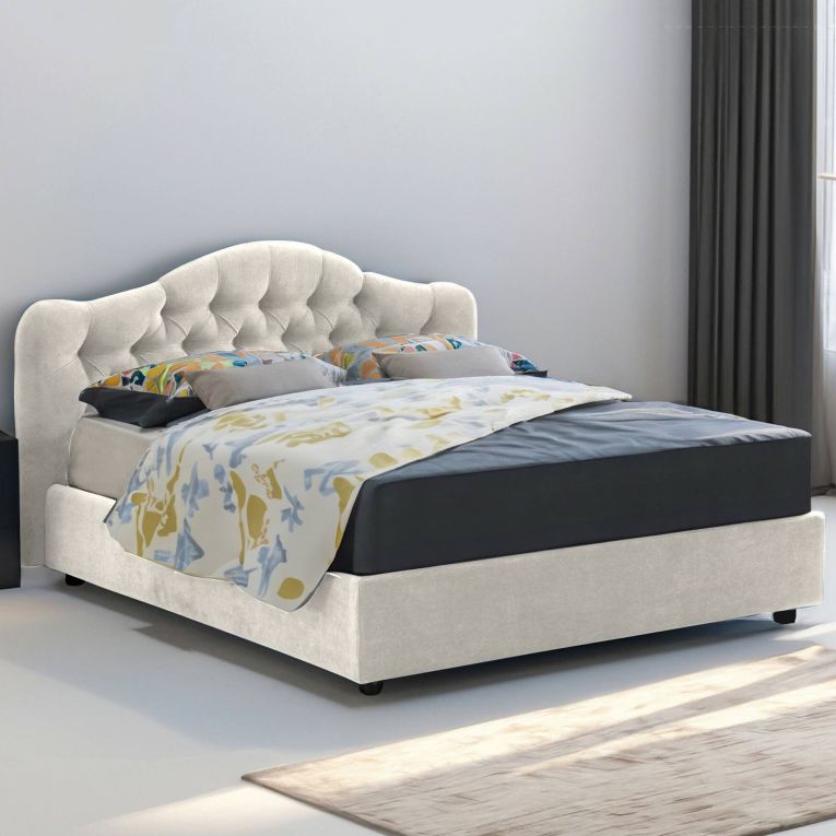 Letto matrimoniale con contenitore beige 190x210cm - Allik