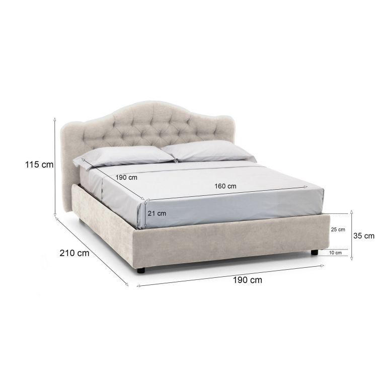 Letto matrimoniale con contenitore beige 190x210cm - Allik
