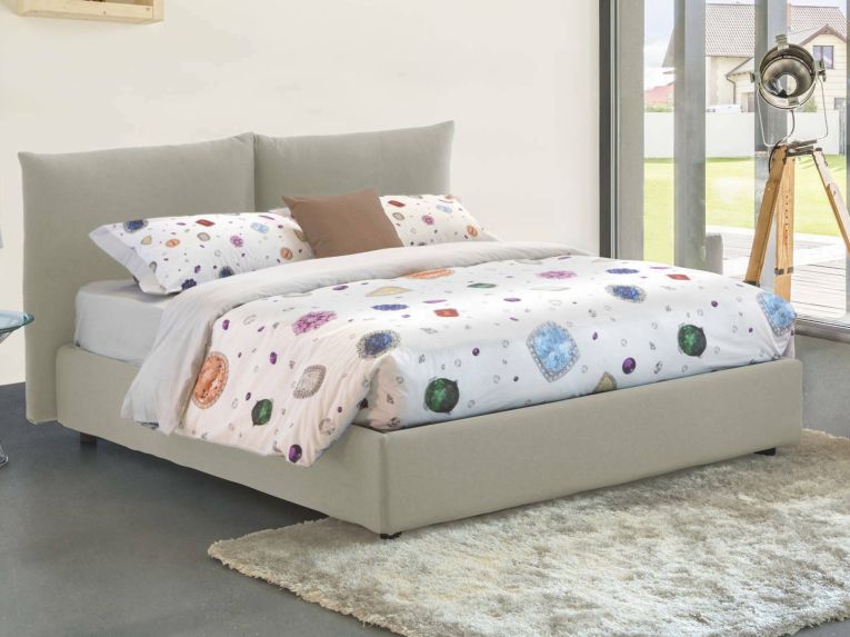 Letto matrimoniale con contenitore beige 190x225cm - Arcole